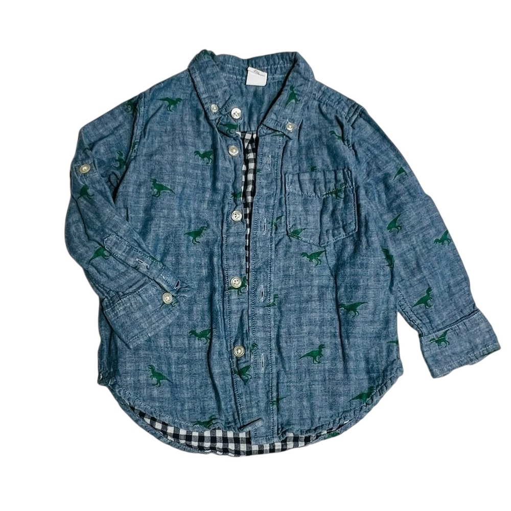 GAP Kids Blue Shirt with Green Dinosaur Print